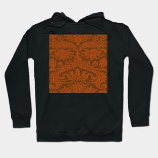 Autumn Orange on Warm Brown Royal Medieval Damask Scrolls Hoodie